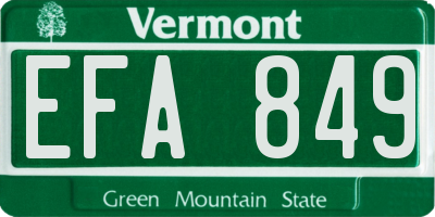 VT license plate EFA849