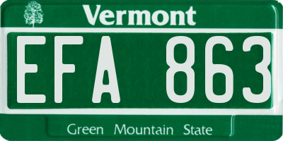 VT license plate EFA863