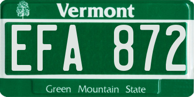 VT license plate EFA872