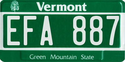 VT license plate EFA887