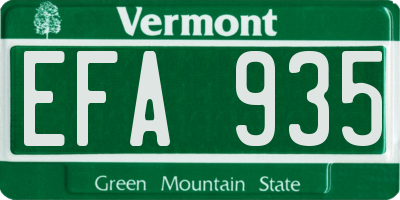VT license plate EFA935