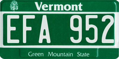 VT license plate EFA952