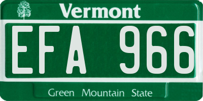 VT license plate EFA966