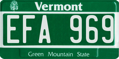 VT license plate EFA969