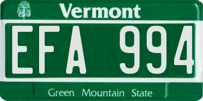 VT license plate EFA994