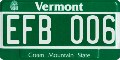 VT license plate EFB006