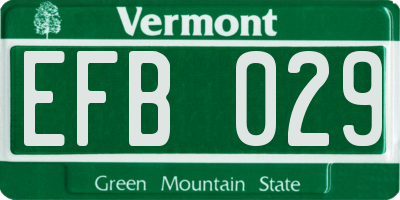 VT license plate EFB029