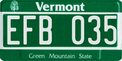 VT license plate EFB035