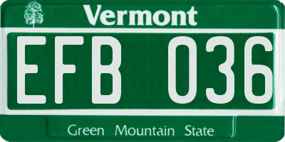 VT license plate EFB036