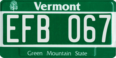 VT license plate EFB067