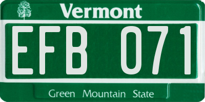 VT license plate EFB071