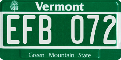 VT license plate EFB072