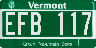 VT license plate EFB117