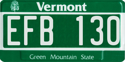 VT license plate EFB130