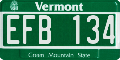 VT license plate EFB134