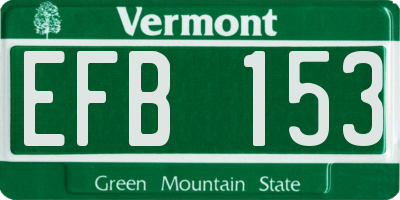 VT license plate EFB153