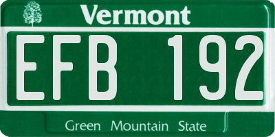 VT license plate EFB192