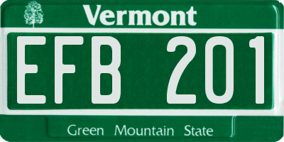 VT license plate EFB201