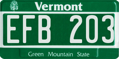 VT license plate EFB203