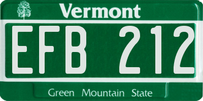 VT license plate EFB212
