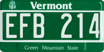 VT license plate EFB214