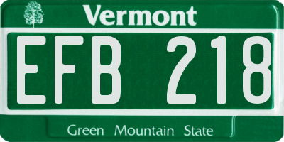 VT license plate EFB218