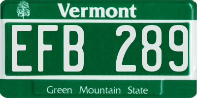 VT license plate EFB289
