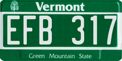 VT license plate EFB317