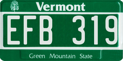 VT license plate EFB319