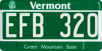 VT license plate EFB320