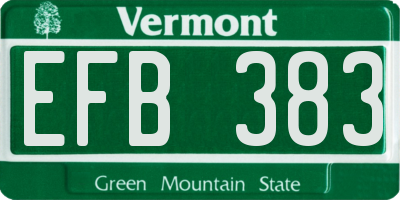 VT license plate EFB383