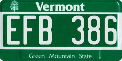 VT license plate EFB386