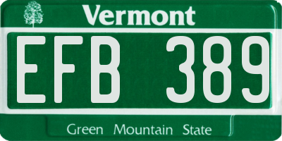 VT license plate EFB389