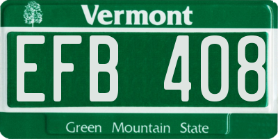 VT license plate EFB408