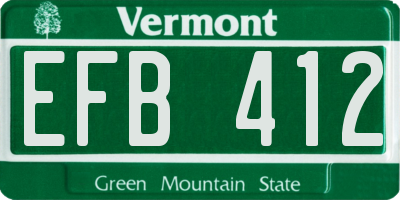 VT license plate EFB412