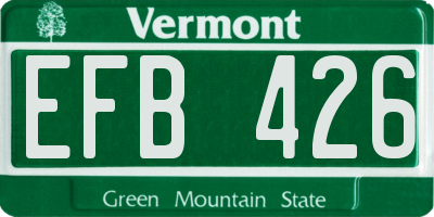 VT license plate EFB426