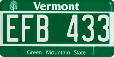 VT license plate EFB433