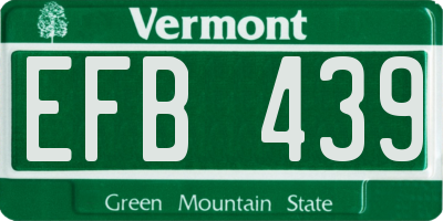 VT license plate EFB439
