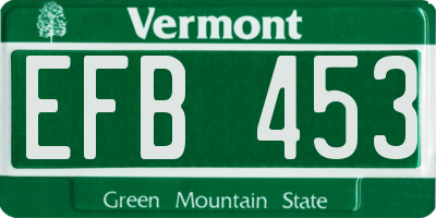 VT license plate EFB453