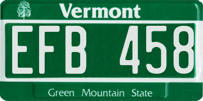 VT license plate EFB458