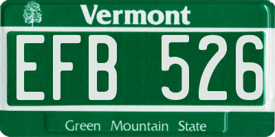 VT license plate EFB526