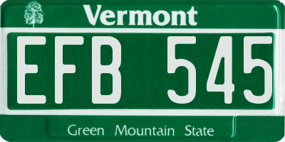 VT license plate EFB545