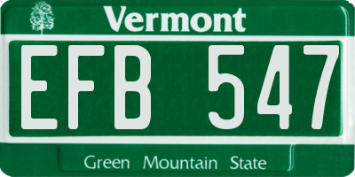 VT license plate EFB547