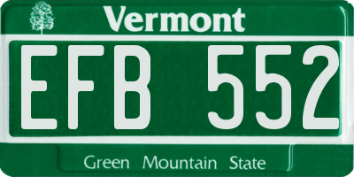 VT license plate EFB552