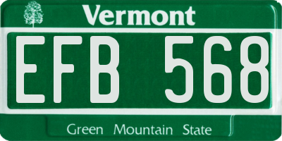 VT license plate EFB568