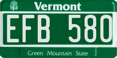 VT license plate EFB580