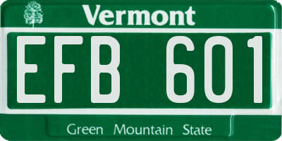VT license plate EFB601