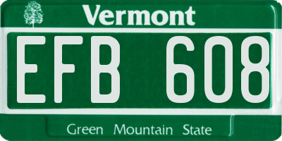 VT license plate EFB608