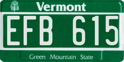 VT license plate EFB615