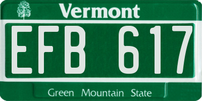 VT license plate EFB617